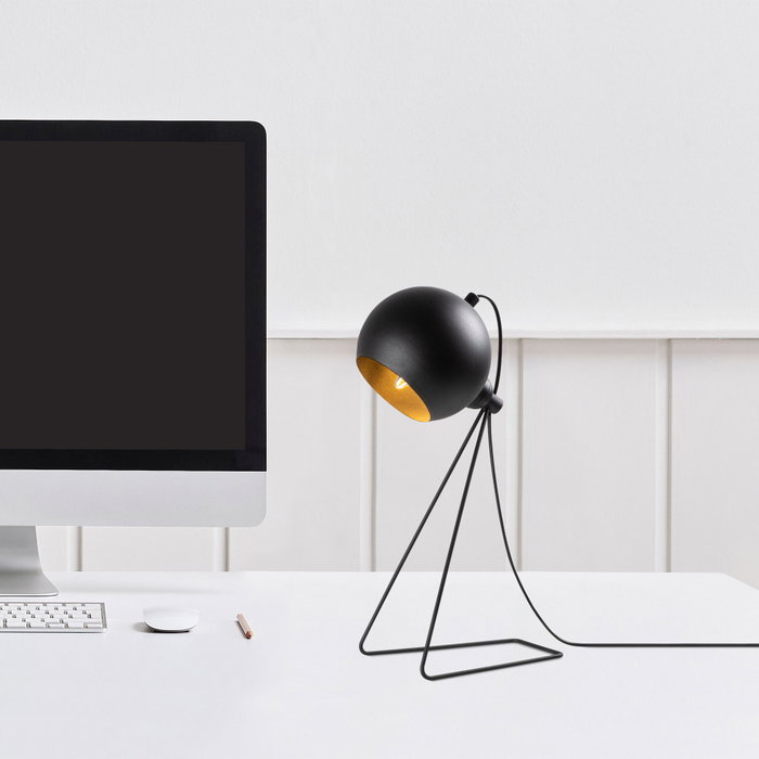 Opviq Lámpara de mesa Negro y dorado